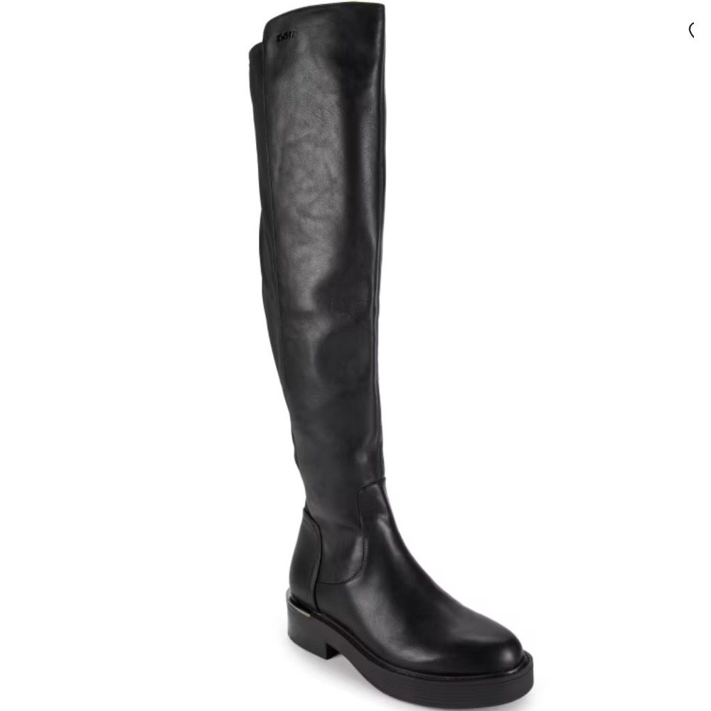 DKNY Size 8.5 Black Over the Knee Platform Boots NEW 40MM Winsloe $199